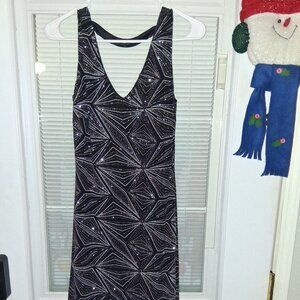 Cloth & People Black/Silver Glitter Dress Medium Bodycon party Dress